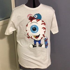 Mishka MWNKA White Eyeball Skateboarder Tshirt